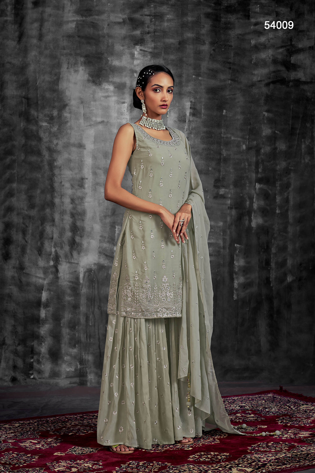 Designer Georgette Mirror Palazzo Suit | Stunning Salwar Set