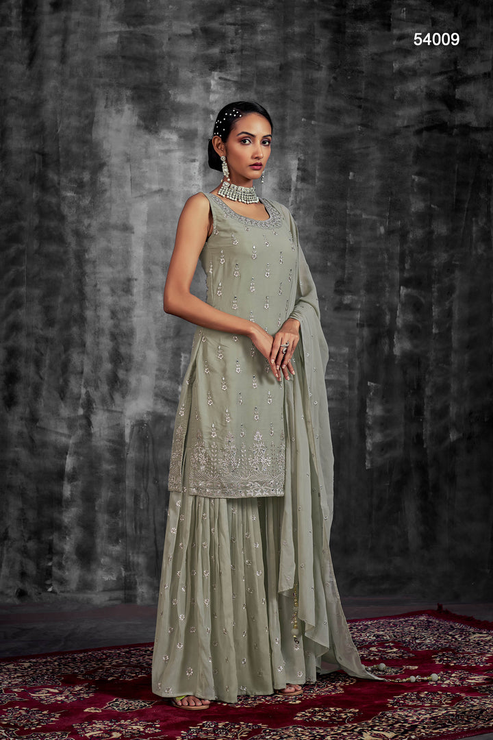 Designer Georgette Mirror Palazzo Suit | Stunning Salwar Set