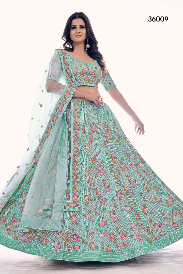 Intricate Embroidered Bridal Lehenga | Designer Soft Net Wedding Outfit