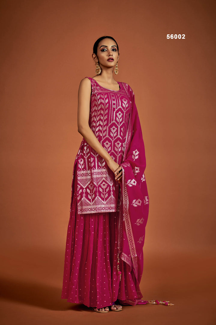 Pink Georgette Salwar Suit | Stylish Sequins Work Outfit