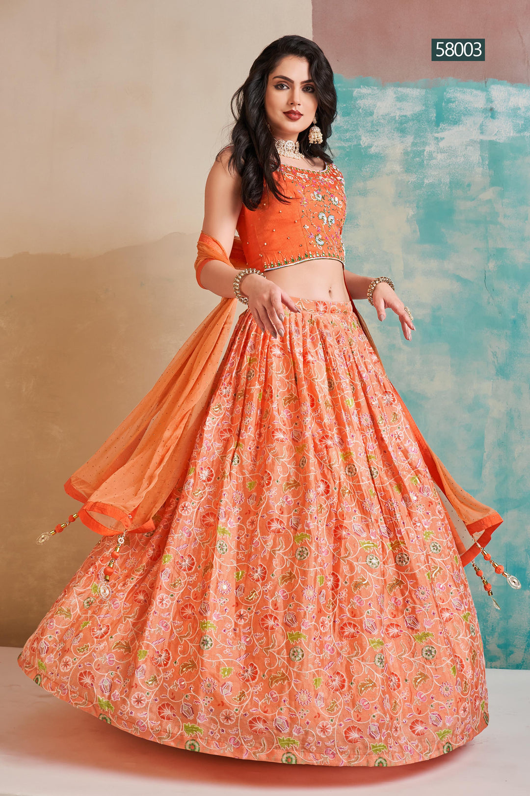 Digital Print Chinon Lehenga | Elegant Festive Wear with Georgette Dupatta