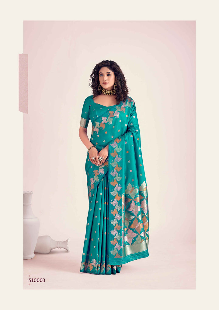 Elegant Banarasi Silk Saree | Luxurious Zari Border Traditional Indian Style