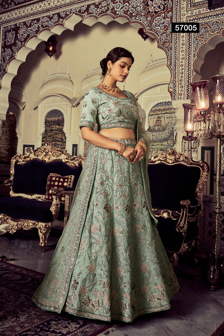 Pista Green Georgette Lehenga | Soft Net Dupatta Indian Lehenga Choli