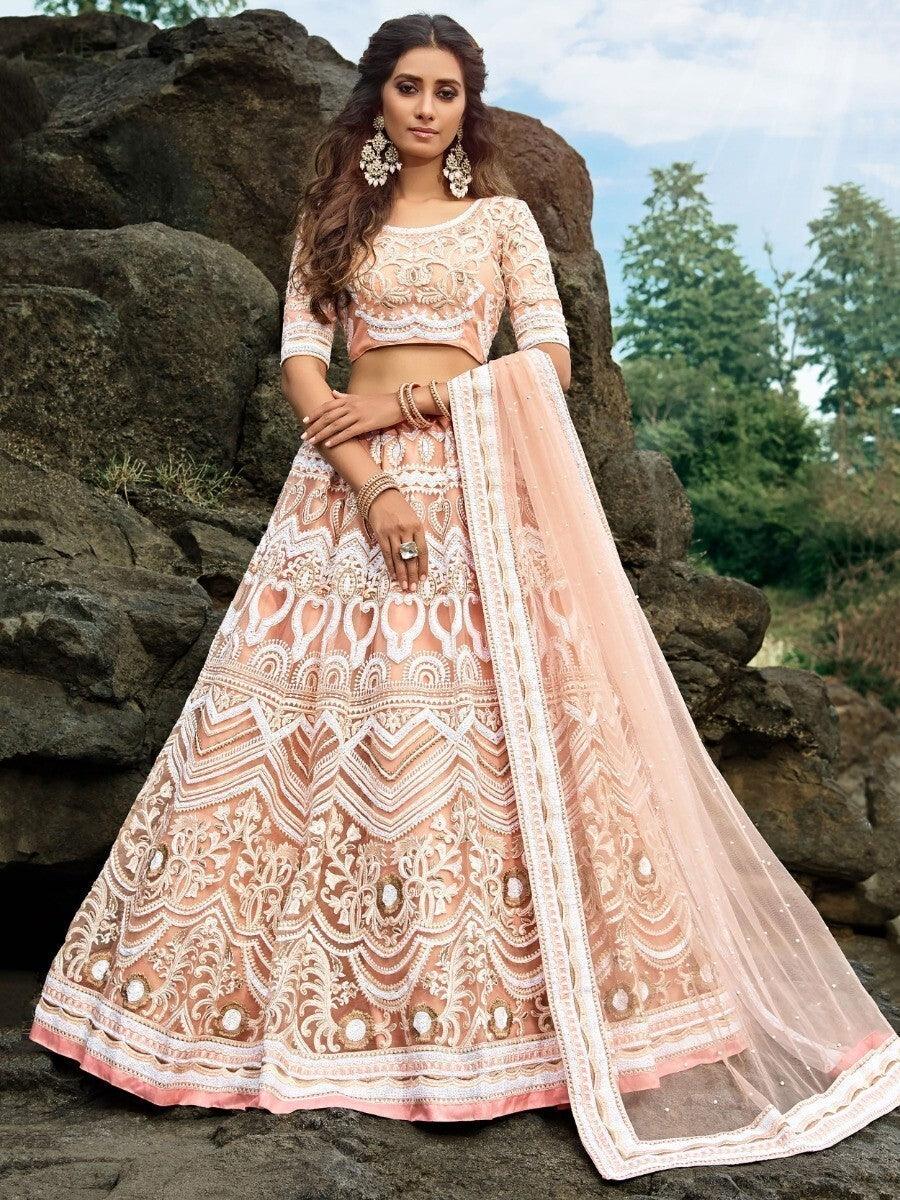 Intricate Peach Lehenga Choli | Custom Fit & Length | Bridal Wear