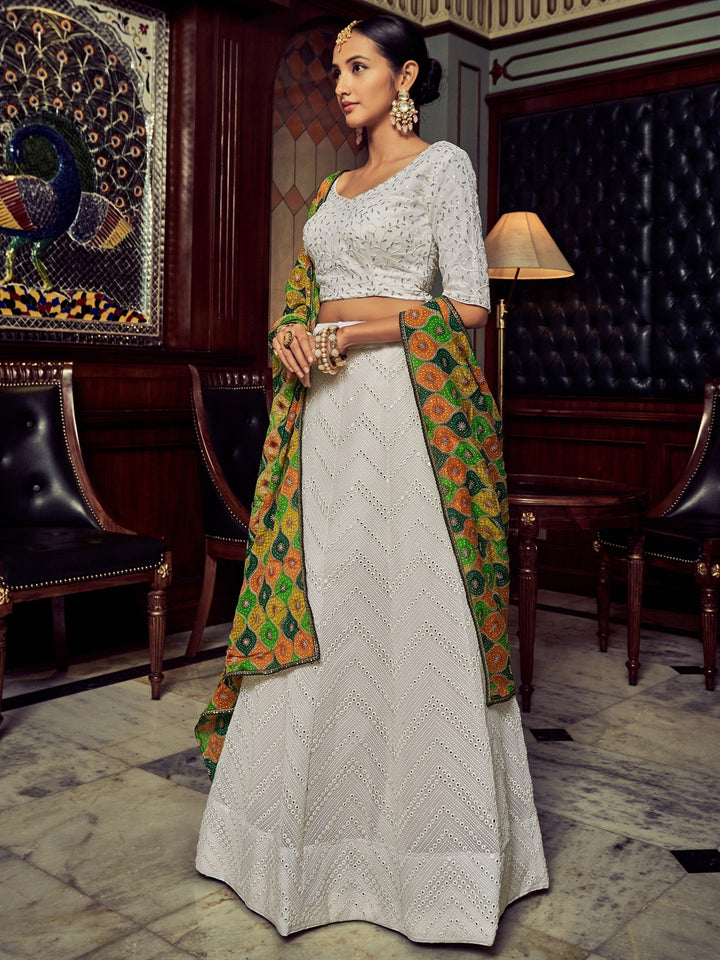 Stunning White Embroidered Lehenga Choli | Bridal Wear Lehenga Set