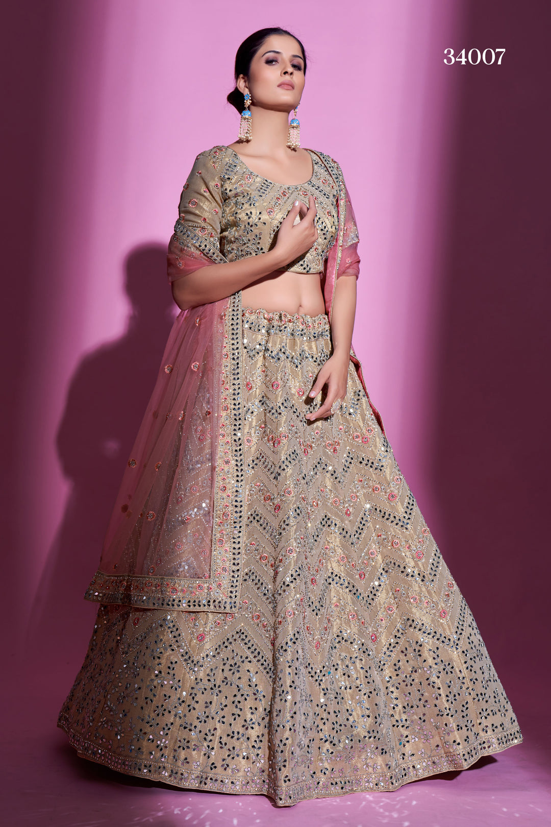 Gota Silk Lehenga with Mirror & Thread Embroidery | Designer Ethnic Wear