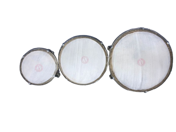 3 Piece Bongo Set | Stripe Design, Authentic Skin Heads |Chrome Hardware