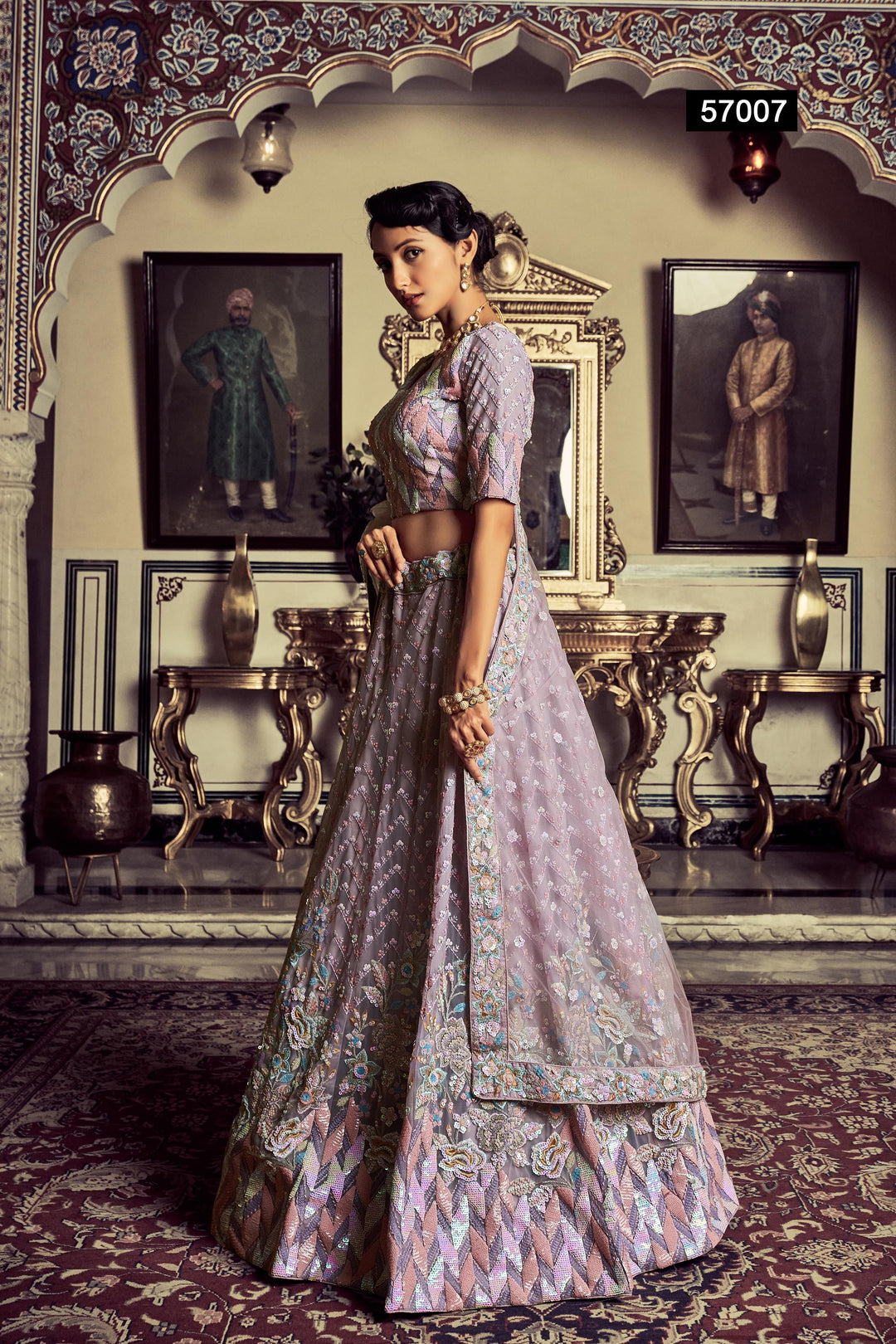 Lilac Georgette Lehenga | Thread & Sequins Work for Wedding & Party