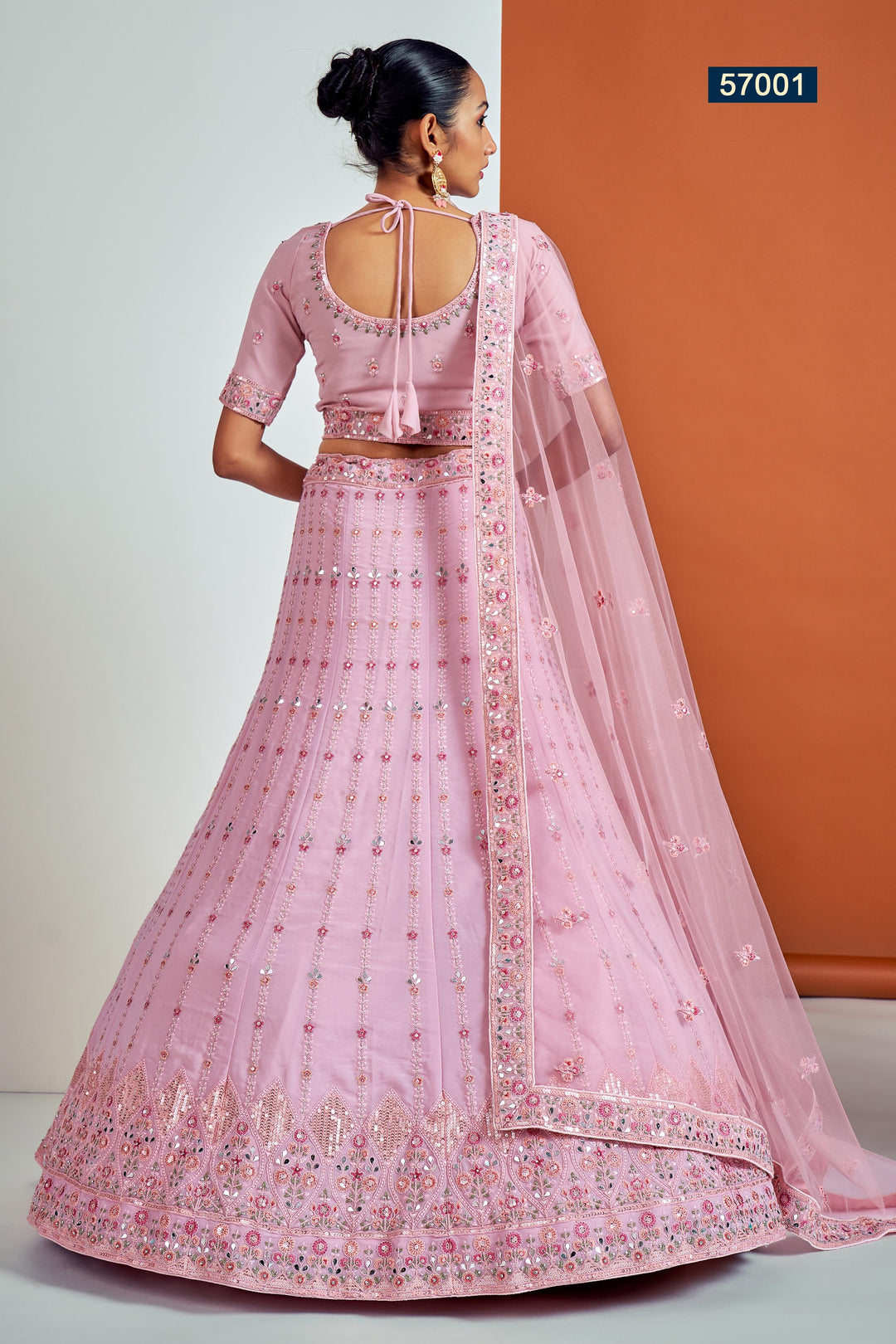 Elegant Pink Lehenga for Women | Georgette Choli & Embroidered Dupatta