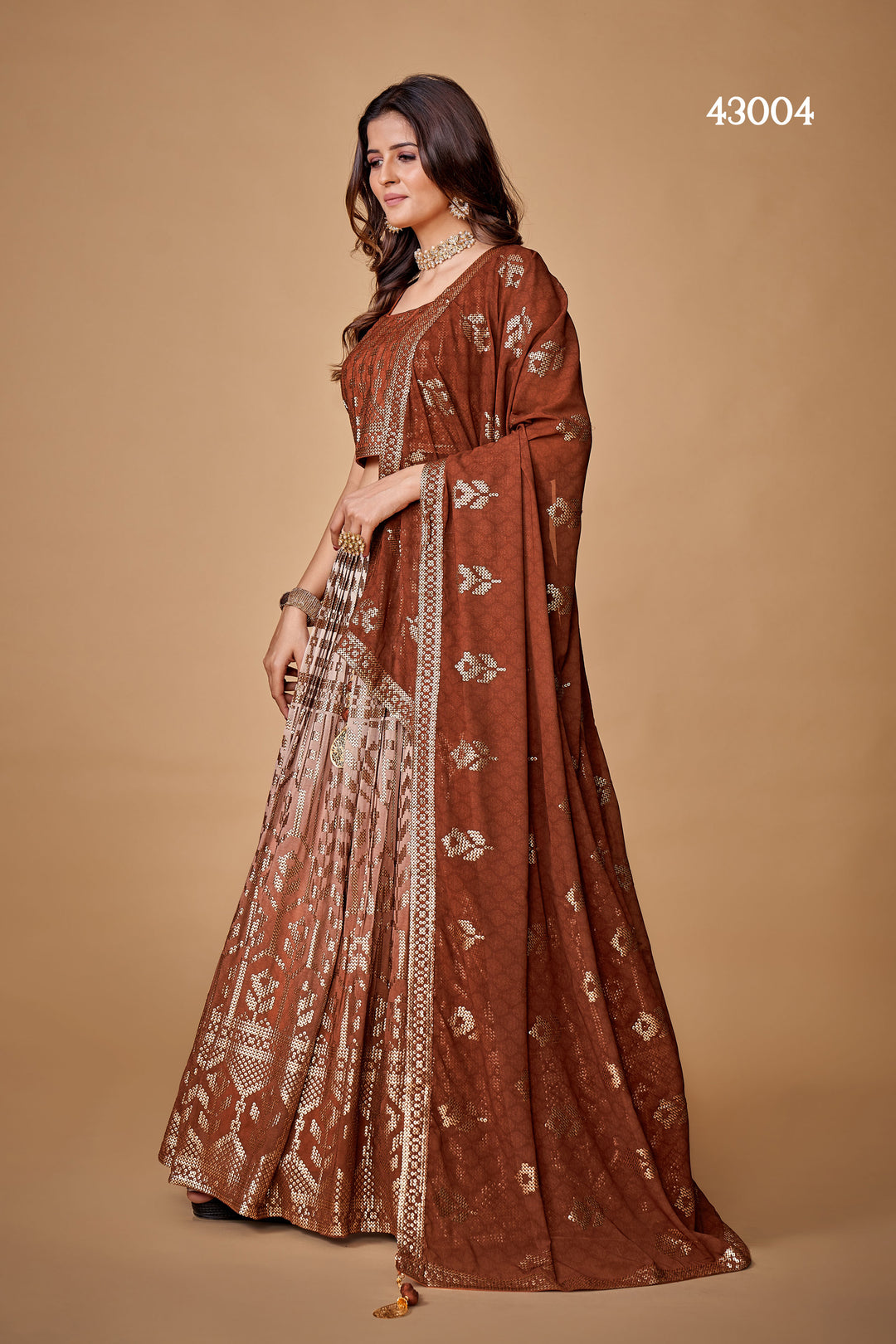 Brown Georgette Lehenga | Bridal Lehenga Choli Set for Weddings