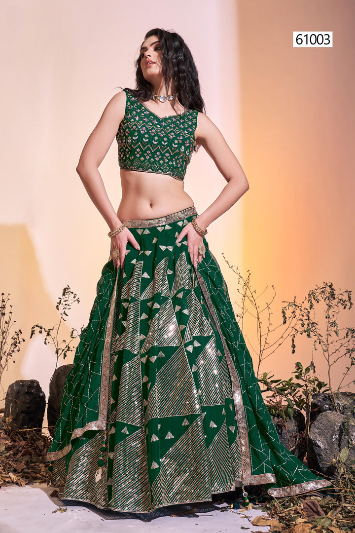 Georgette Ready-to-Wear Lehenga | Sequins Embroidered Blouse & Dupatta