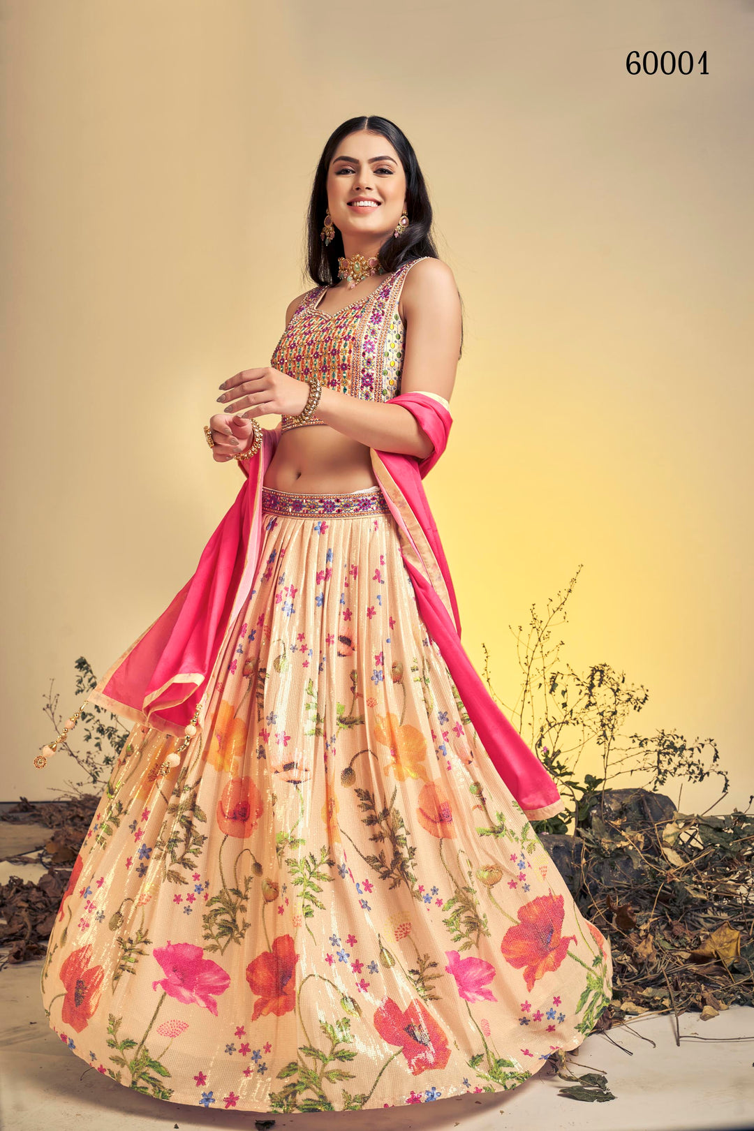 Floral Print Lehenga Choli Set | Designer Digital Print with Dupatta