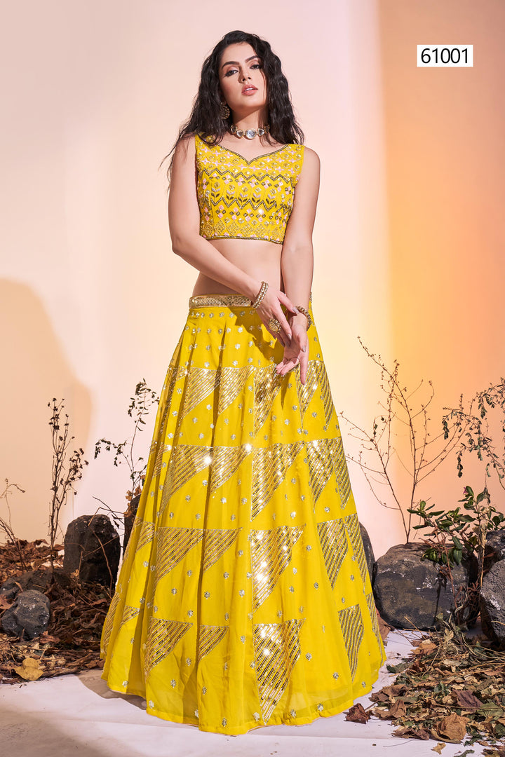 Georgette Ready-to-Wear Lehenga | Sequins Embroidered Blouse & Dupatta