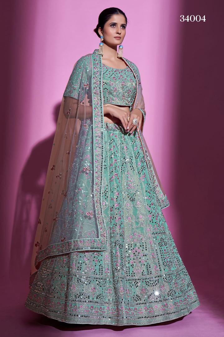 Gota Silk Lehenga with Sequins & Mirror Work | Designer Party Wear for Women