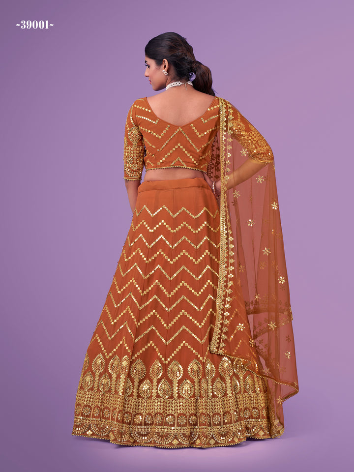 Elegant Orange Festive Lehenga Choli | Perfect for Festival Celebrations