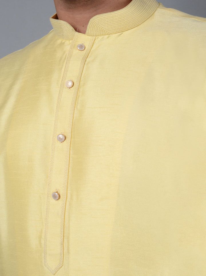 Designer light yellow kurta set perfect for special occasions in the USA.