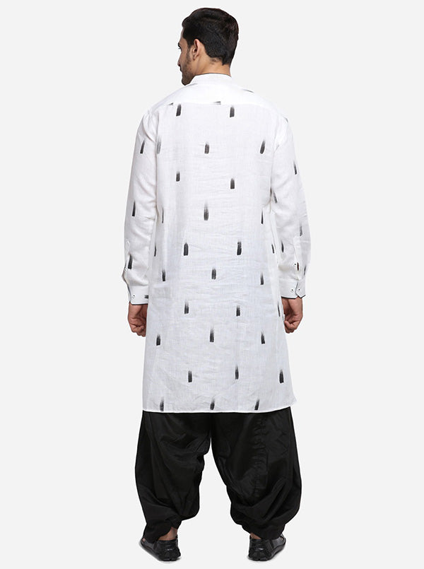 White kurta set with prints, designed for a fashionable look in the USA.