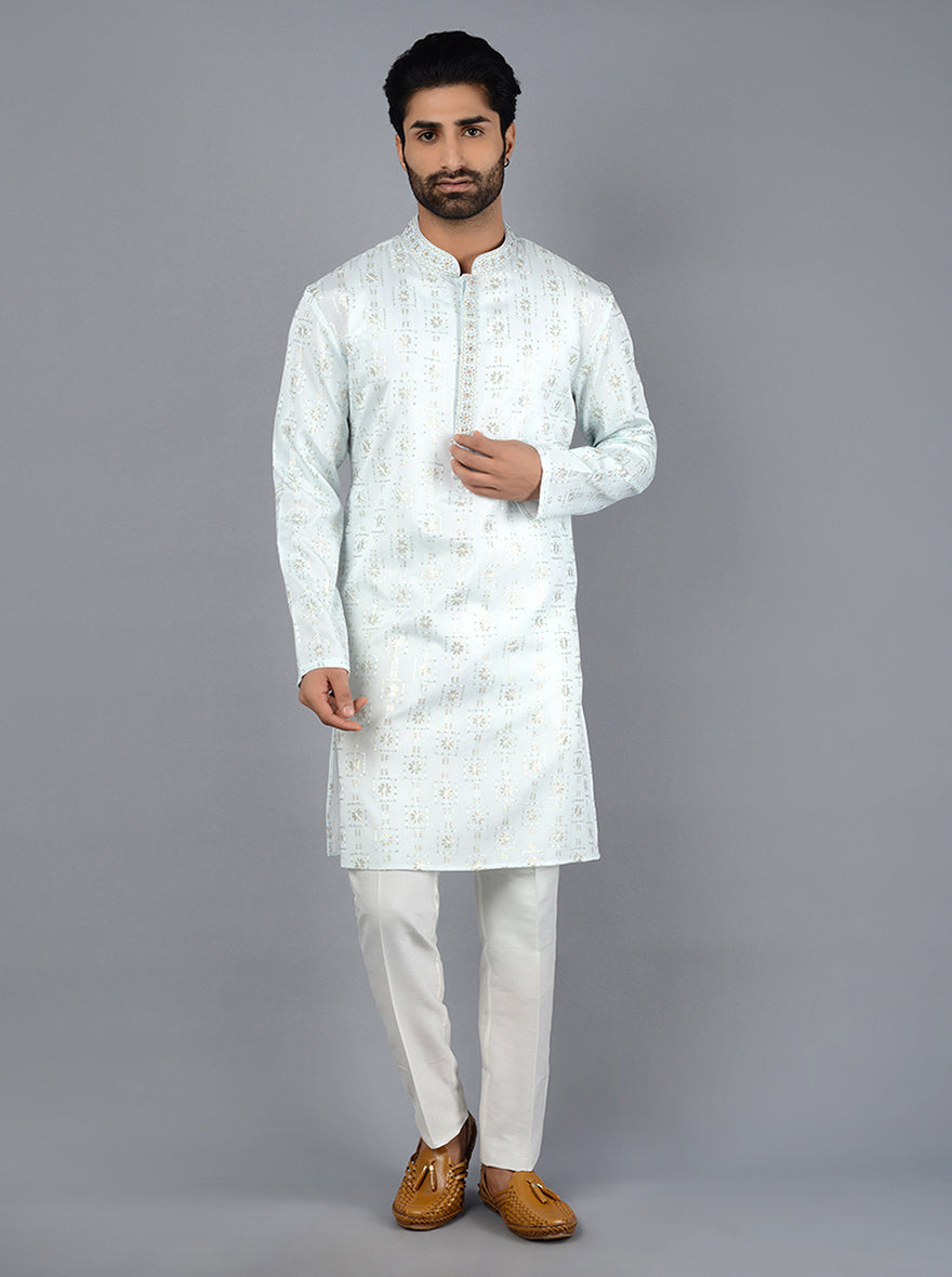 Discover the perfect blend of style and comfort with this mint green kurta set.