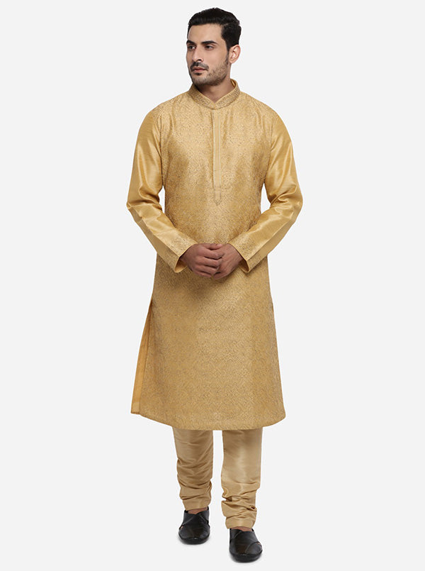 Comfortable dark golden kurta set, perfect for enhancing your ethnic collection in the USA.