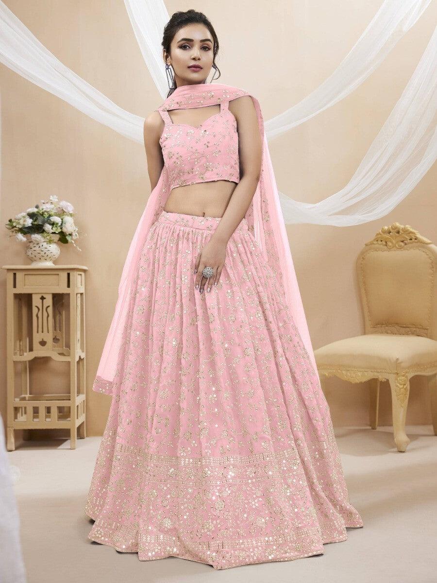 Elegant Pink Georgette Lehenga Choli | Perfect for Weddings & Receptions