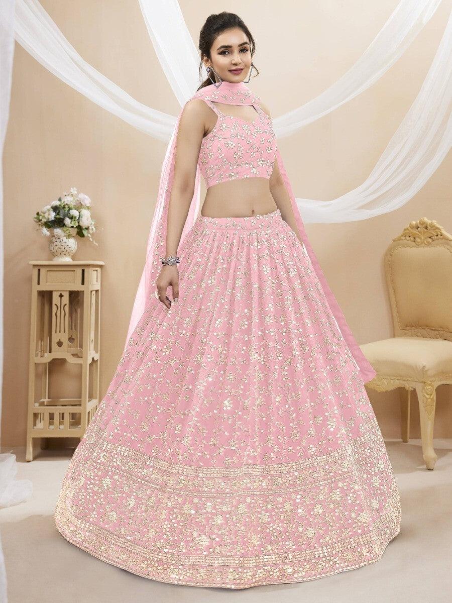 Elegant Pink Georgette Lehenga Choli | Perfect for Weddings & Receptions