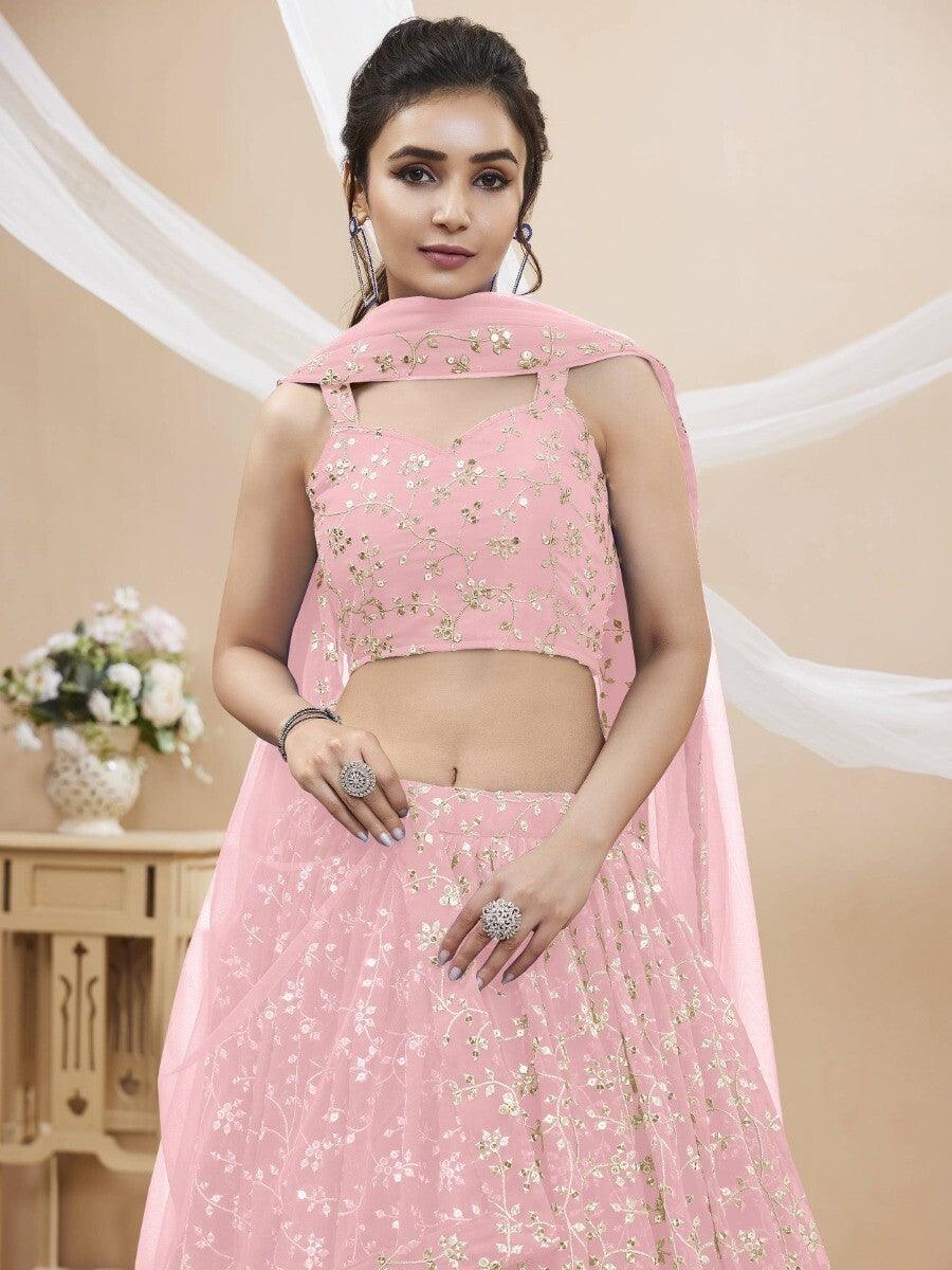 Elegant Pink Georgette Lehenga Choli | Perfect for Weddings & Receptions