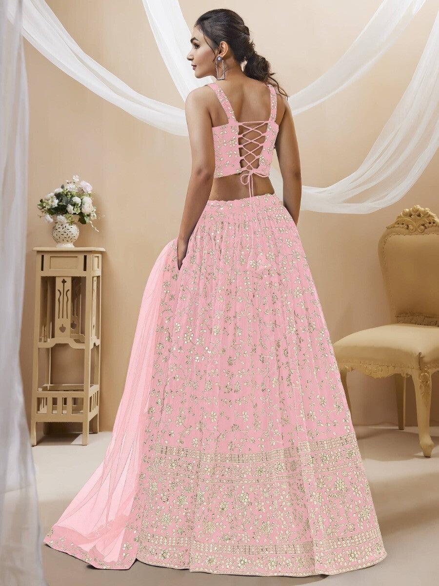 Elegant Pink Georgette Lehenga Choli | Perfect for Weddings & Receptions