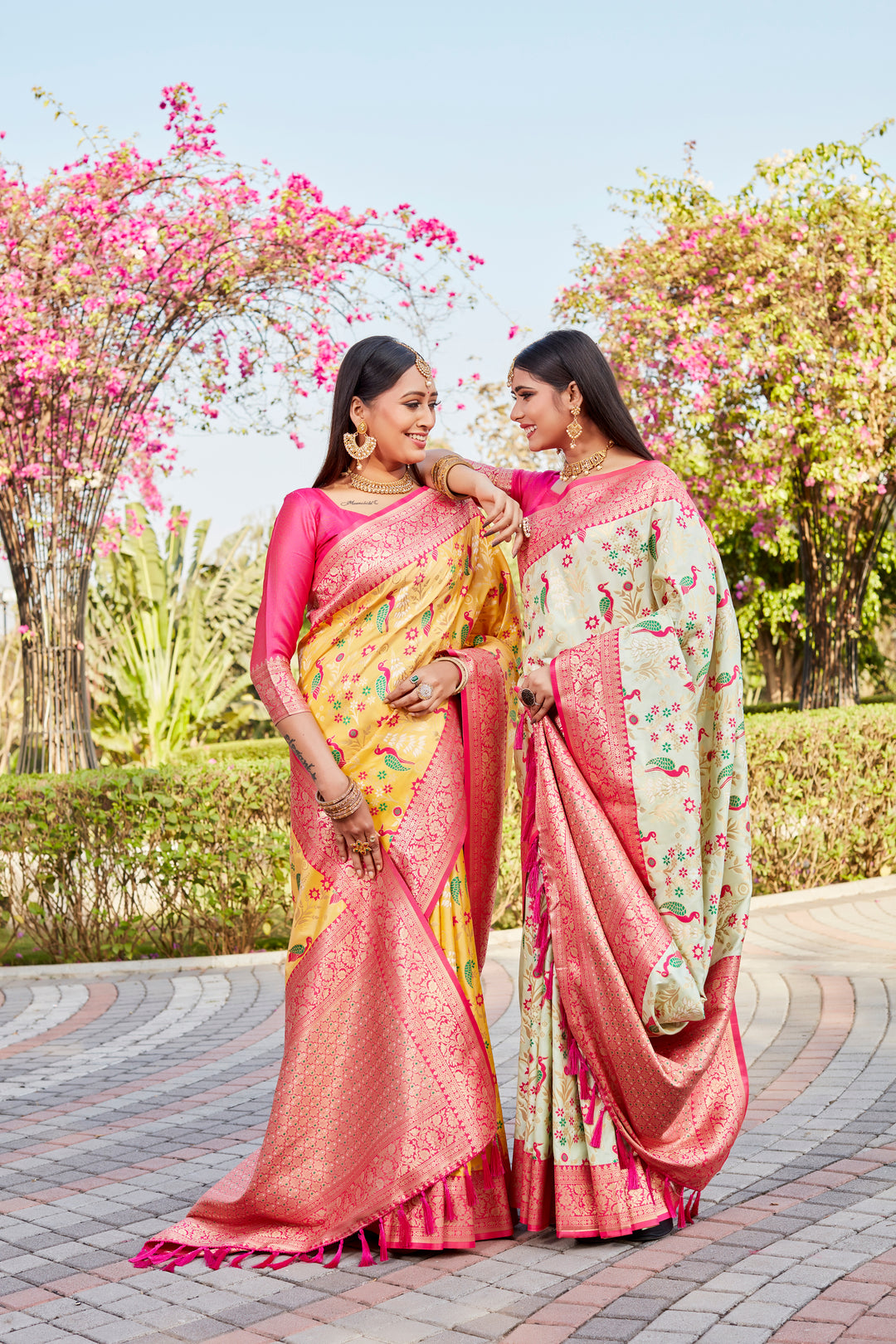 Pista Green Radiant Kanjivaram Silk Saree with a designer border, ideal for festive occasions.