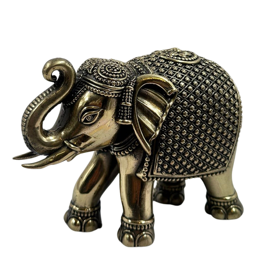 Decorative brass elephant with up trunk, a beautiful piece for attracting good fortune.