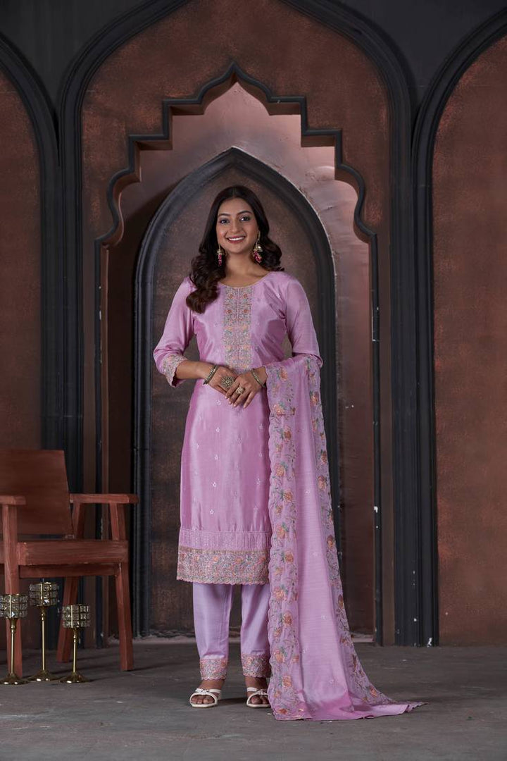 Chinon & Santoon Salwar Suit | Heavy Designer Embroidery Work