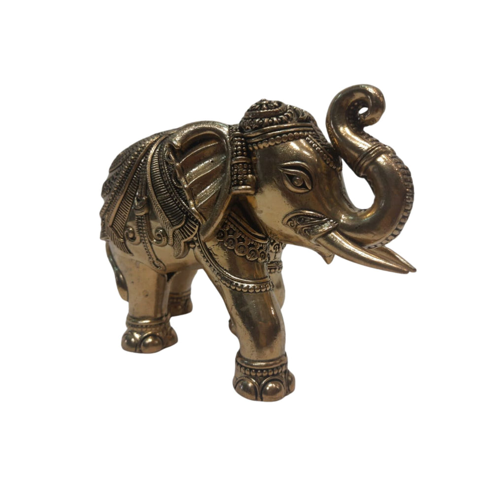 Handcrafted brass elephant statue, bringing a touch of charm and luck to your decor.