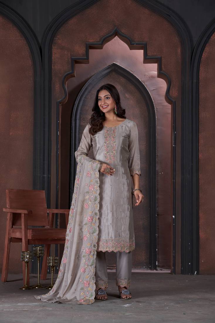 Chinon & Santoon Salwar Suit | Heavy Designer Embroidery Work