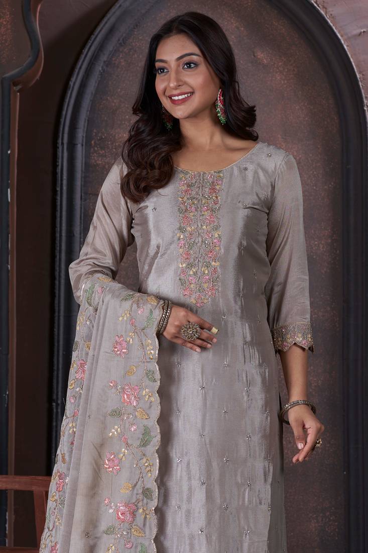 Chinon & Santoon Salwar Suit | Heavy Designer Embroidery Work