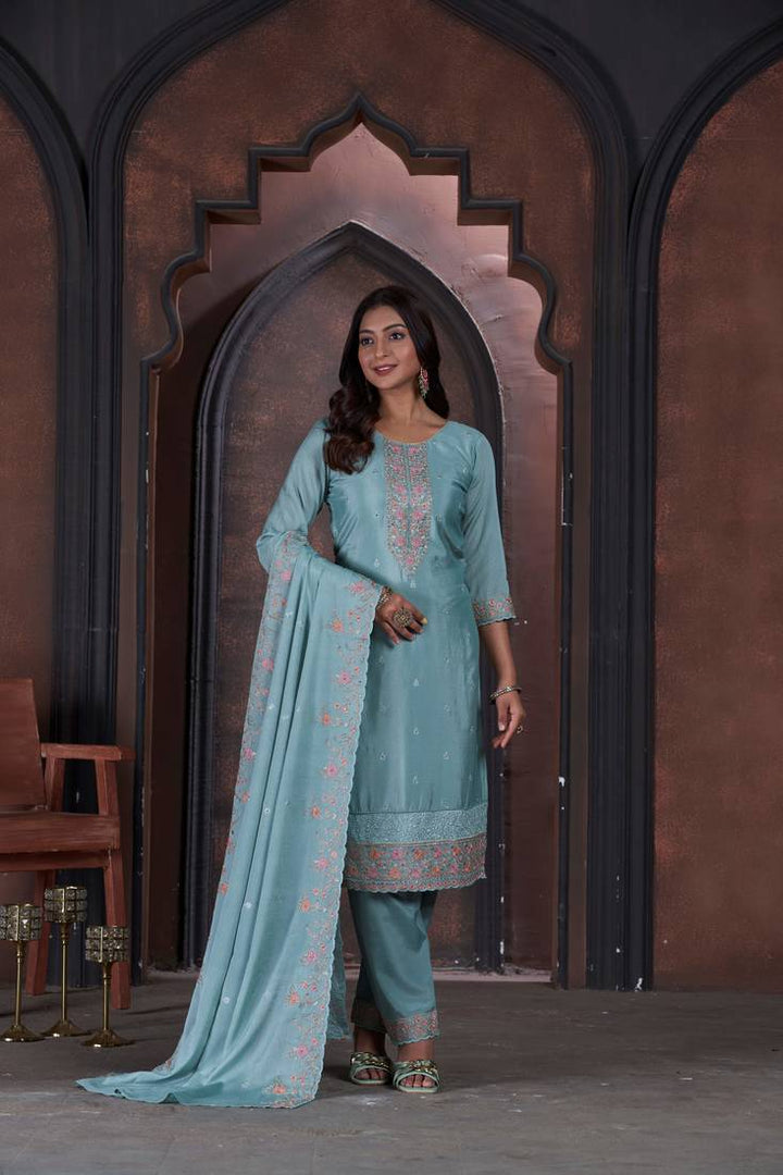 Chinon & Santoon Salwar Suit | Heavy Designer Embroidery Work