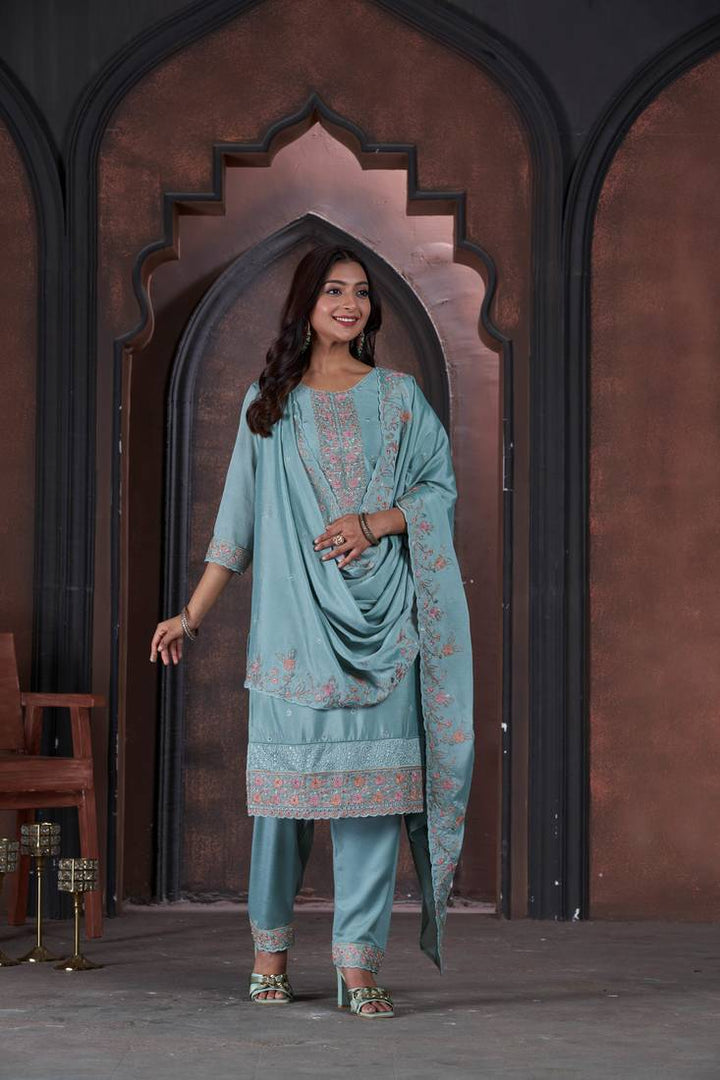 Chinon & Santoon Salwar Suit | Heavy Designer Embroidery Work