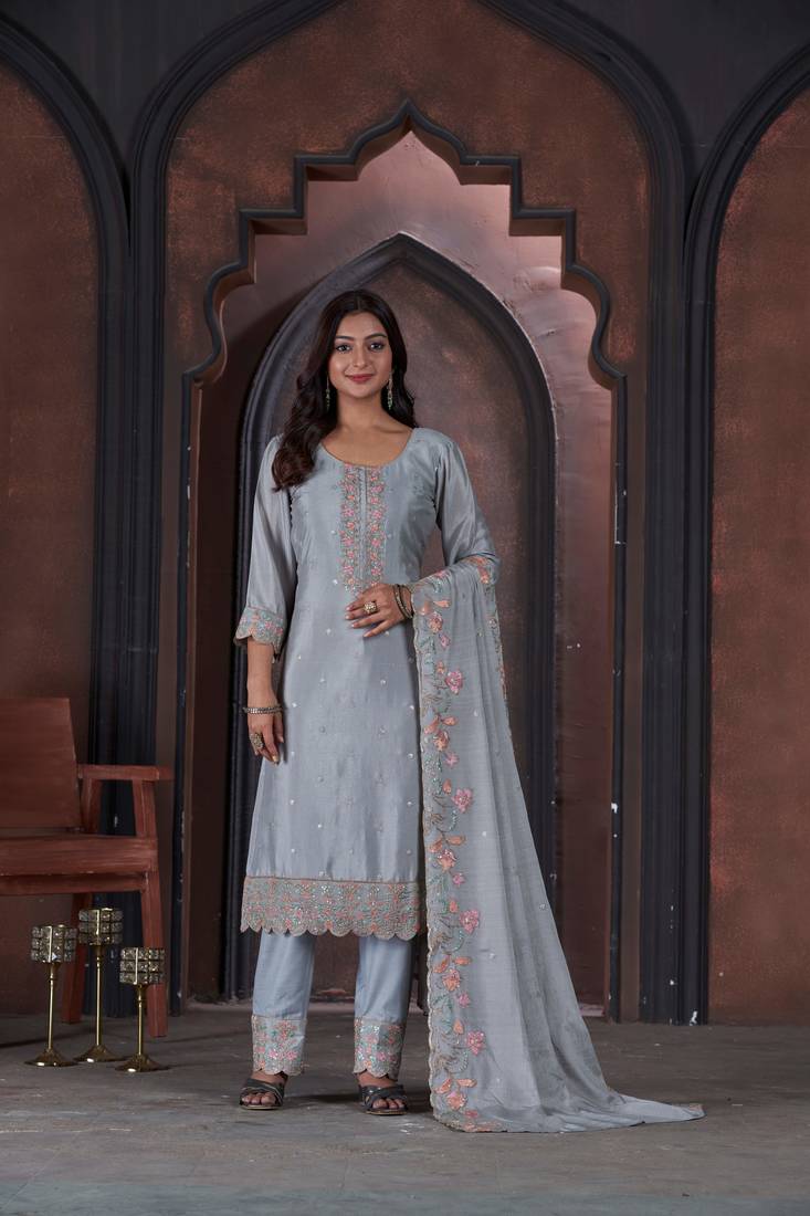 Chinon & Santoon Salwar Suit | Heavy Designer Embroidery Work