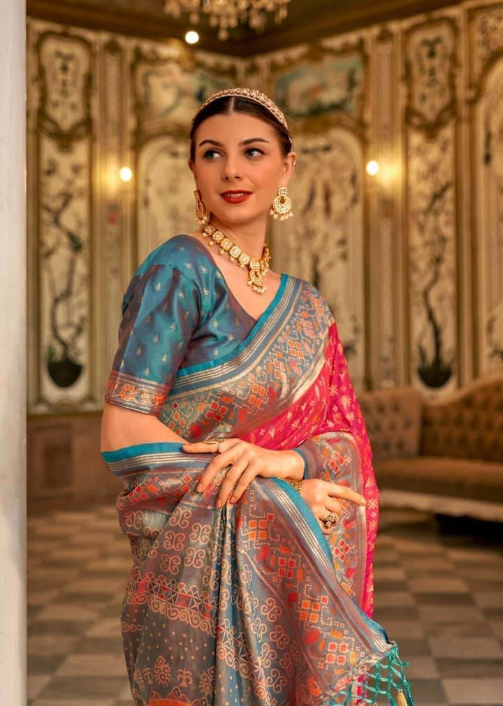 Rajpath Banarasi Silk Saree | Contrast Border Indian Sari for Festivals