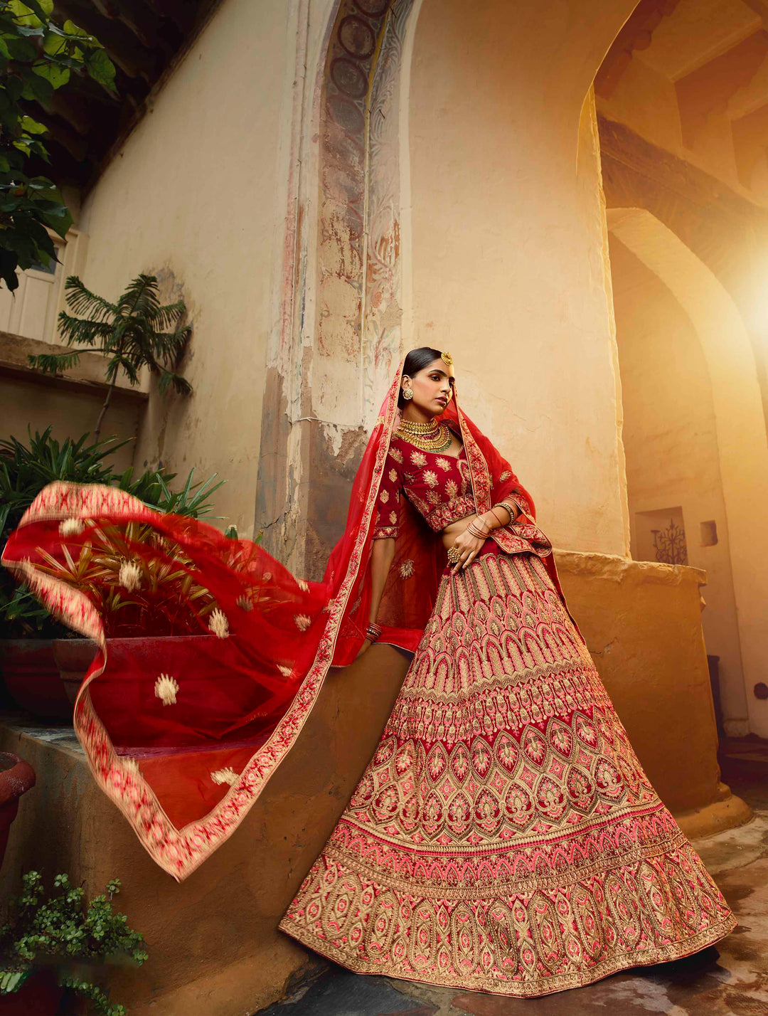 Red Bridal Velvet Lehenga | Perfect for Weddings & Special Occasions