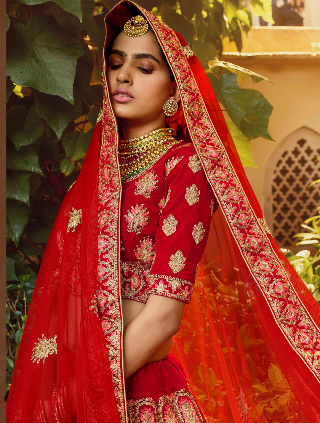 Red Bridal Velvet Lehenga | Perfect for Weddings & Special Occasions