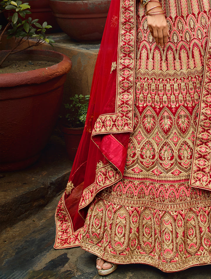 Red Bridal Velvet Lehenga | Perfect for Weddings & Special Occasions