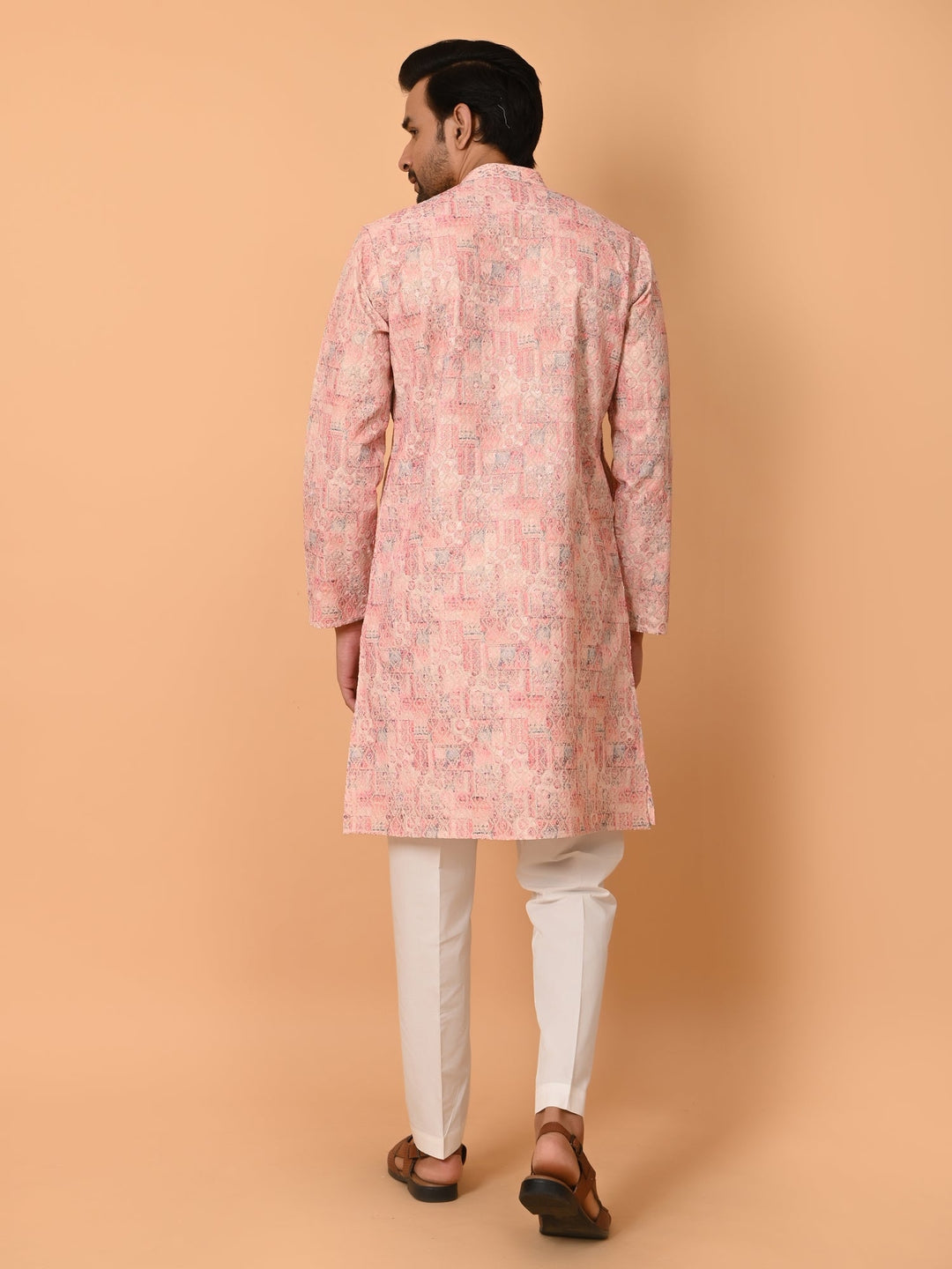 Printed Chikan Kurta Set | Cotton Blend Full Sleeve | Festive Wear