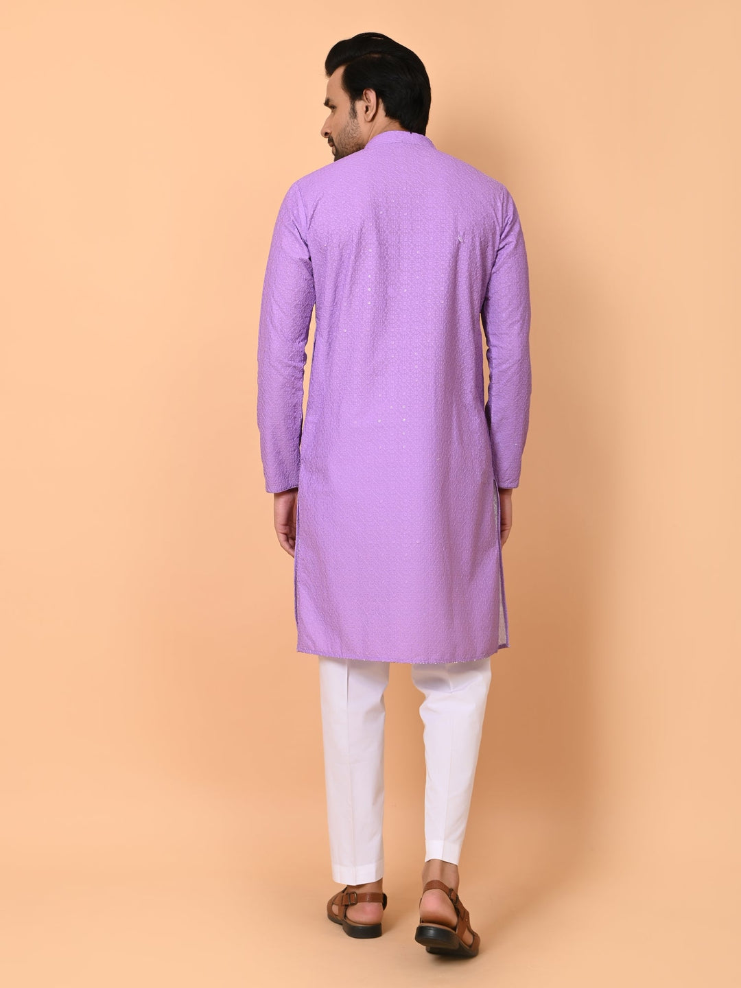 Sequence Chikan Cotton Blend Kurta Set | Festive Full Sleeves Design