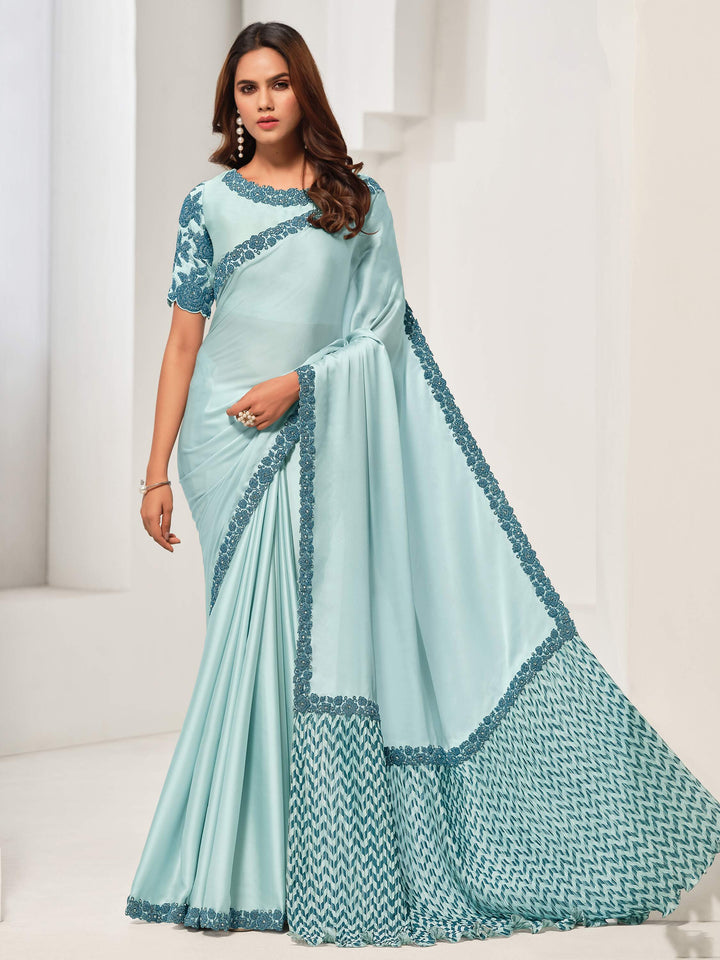 Blue silk saree crafted for elegance and style.