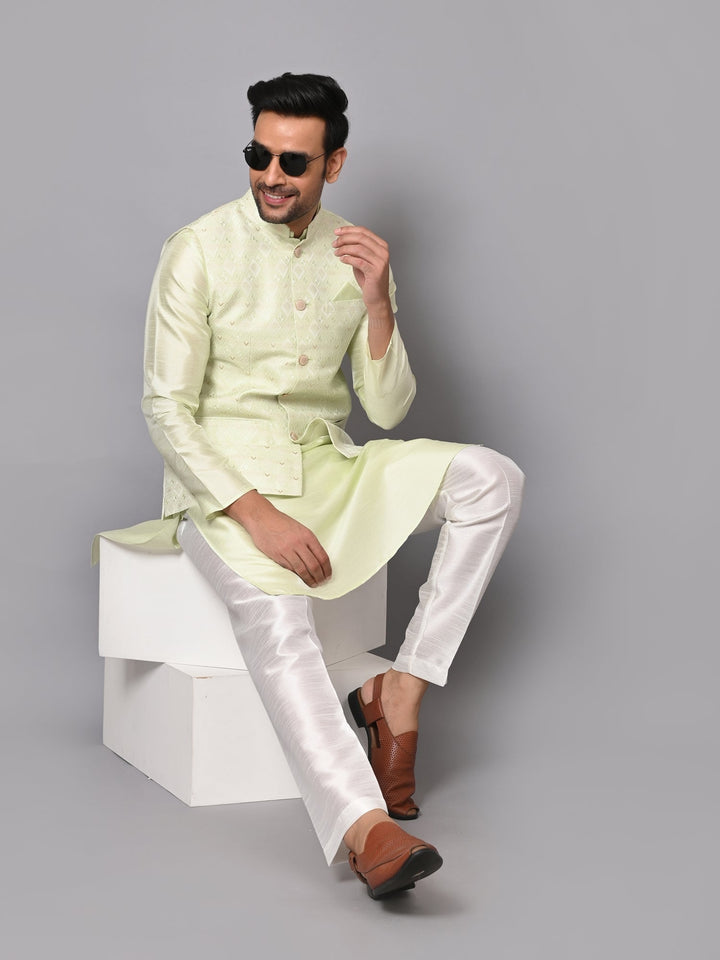 Checked Pista Jacket Kurta Set | Stylish Festive Wear for Men