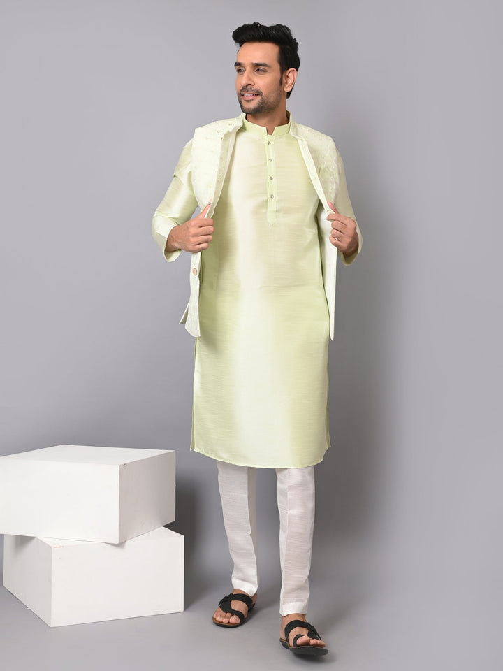 Checked Pista Jacket Kurta Set | Stylish Festive Wear for Men