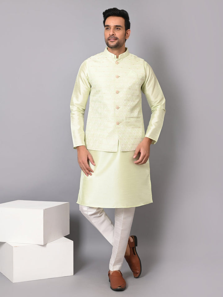 Checked Pista Jacket Kurta Set | Stylish Festive Wear for Men