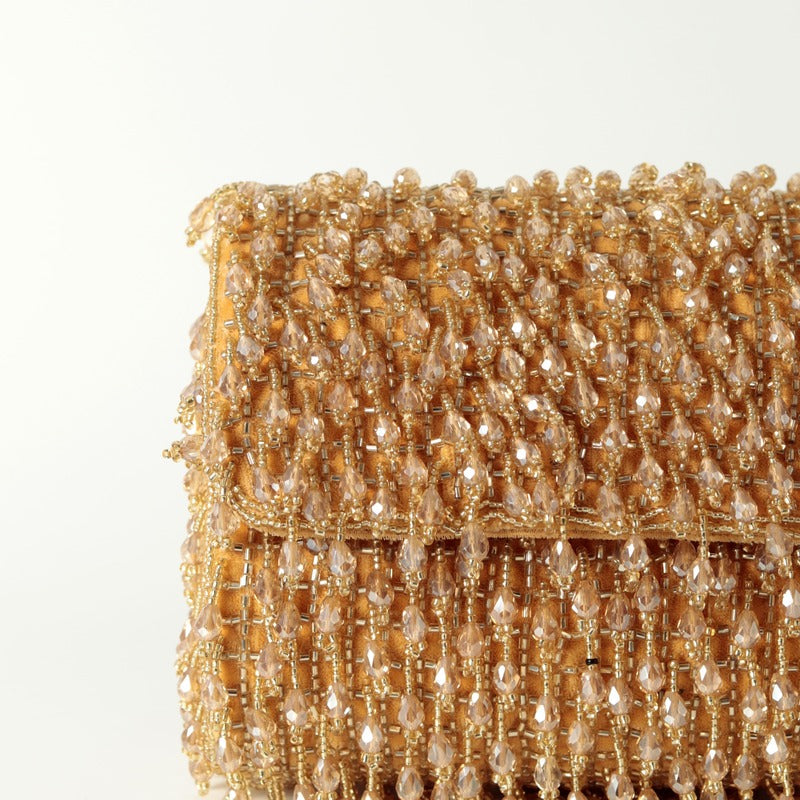 Rosa Beaded Flap Clutch Bag | Artisanal Stylish Purse for Parties