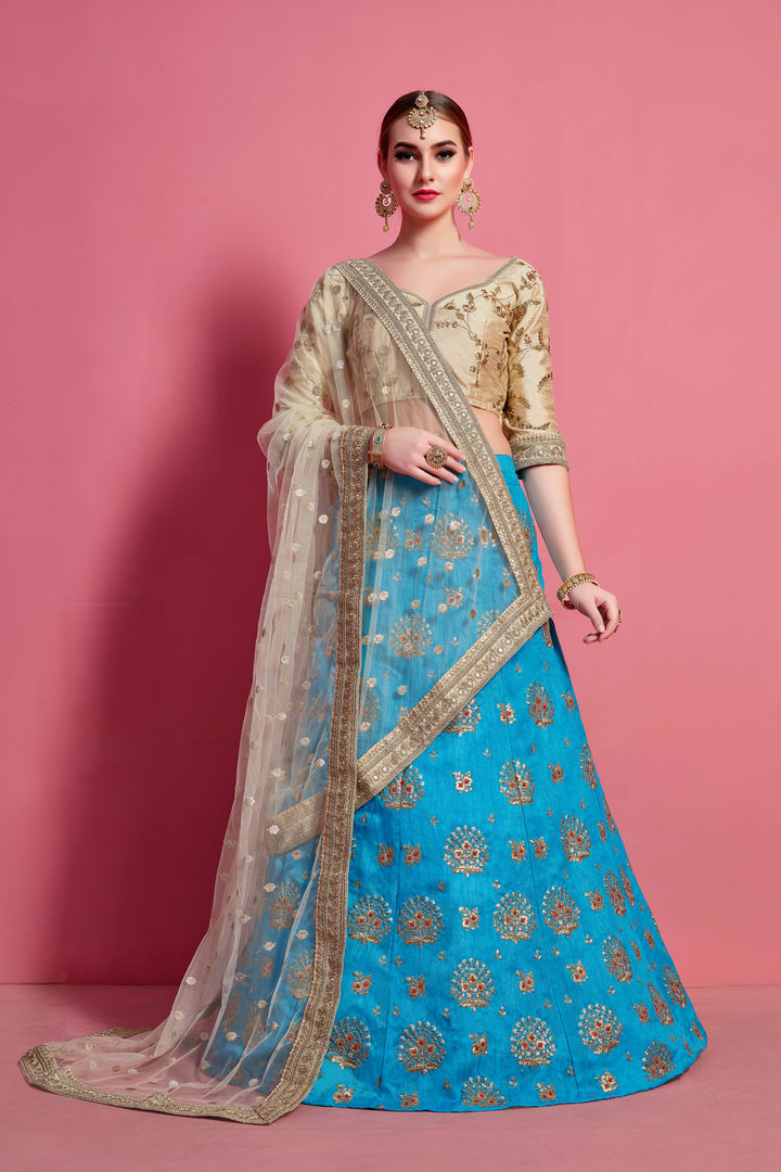 Elegant Art Silk Embroidered Lehenga Choli | Bridal Party Wear