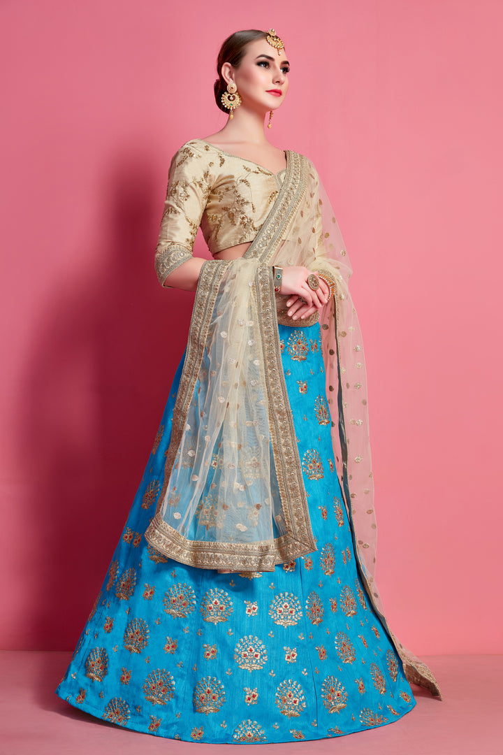 Elegant Art Silk Embroidered Lehenga Choli | Bridal Party Wear