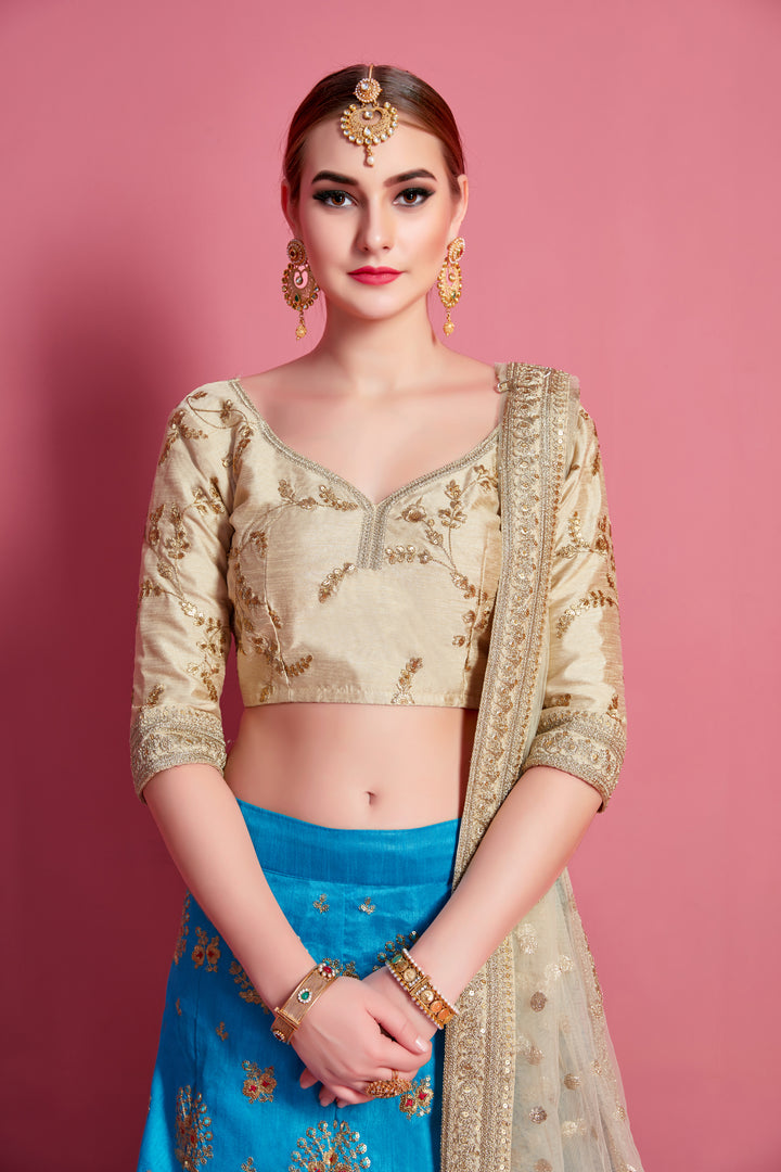 Elegant Art Silk Embroidered Lehenga Choli | Bridal Party Wear